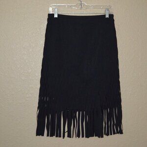 NWOT Sz 4 Dion Lee Black Laser Cut Perforated Fringe Skirt
